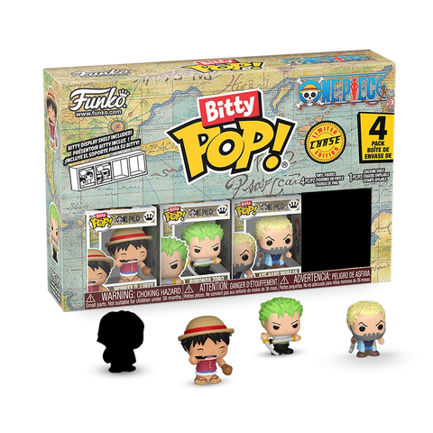 Pack 4 Funko Bitty Pop! One Piece Monkey D. Luffy / Roronoa Zoro / Axe-Hand Morgan / Chase