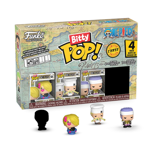 Pack 4 Funko Bitty Pop! One Piece Sanji / Zeff / Krieg / Chase