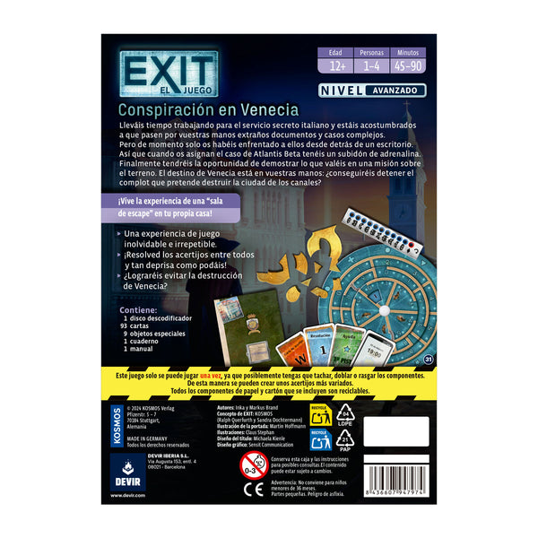 Exit: Conspiración en Venecia Juego de escape