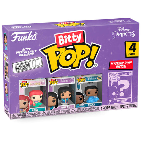 Funko Bitty Pop! Disney Princess 4 Pack Ariel / Mulan / Tiana / Mystery Pop!