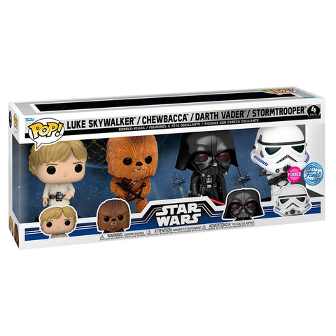 Funko Pop! 4 Pack Star Wars Luke Skywalker / Chewbacca / Darth Vader / Stormtrooper (Special Edition) (Flocked)
